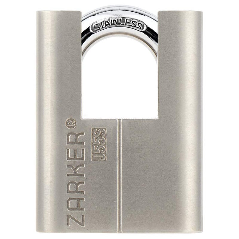 Zarker J55S keyed Padlock, Heavy Duty Stainless Steel Shackle Lock, Waterproof and Rustproof Storage, Warehouses, Garage, Outdoors, 1-Pack - Image 3